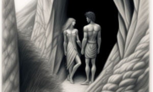 Adán y Eva frente a la caverna